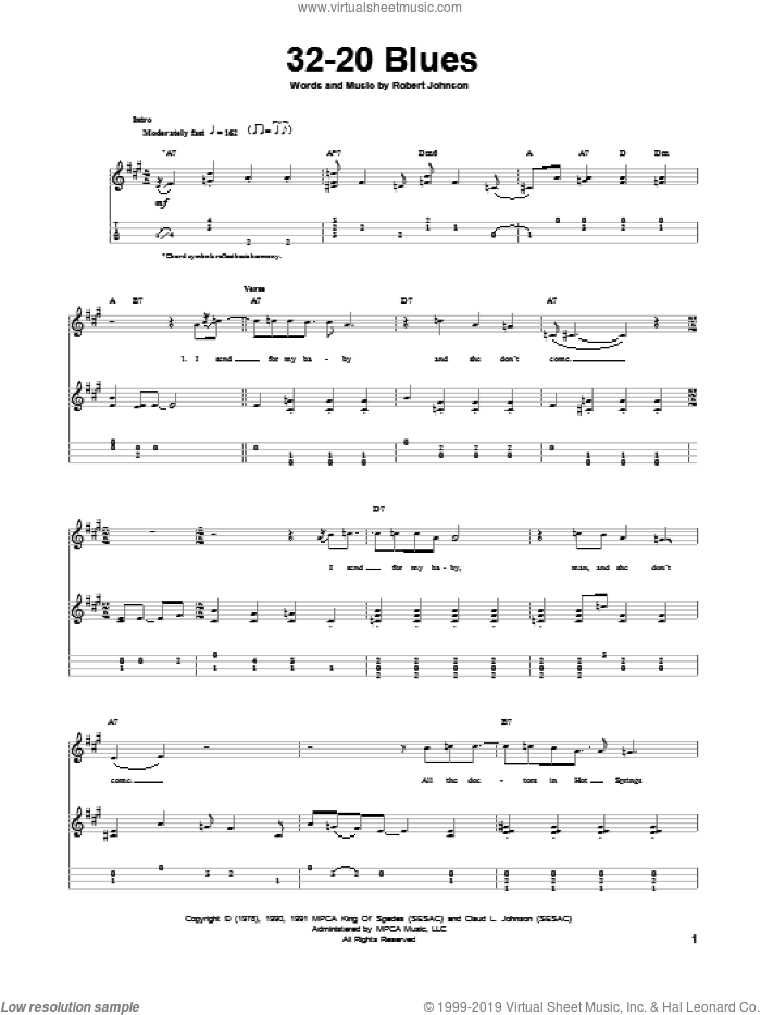 32-20 Blues sheet music for ukulele by Robert Johnson, intermediate skill level