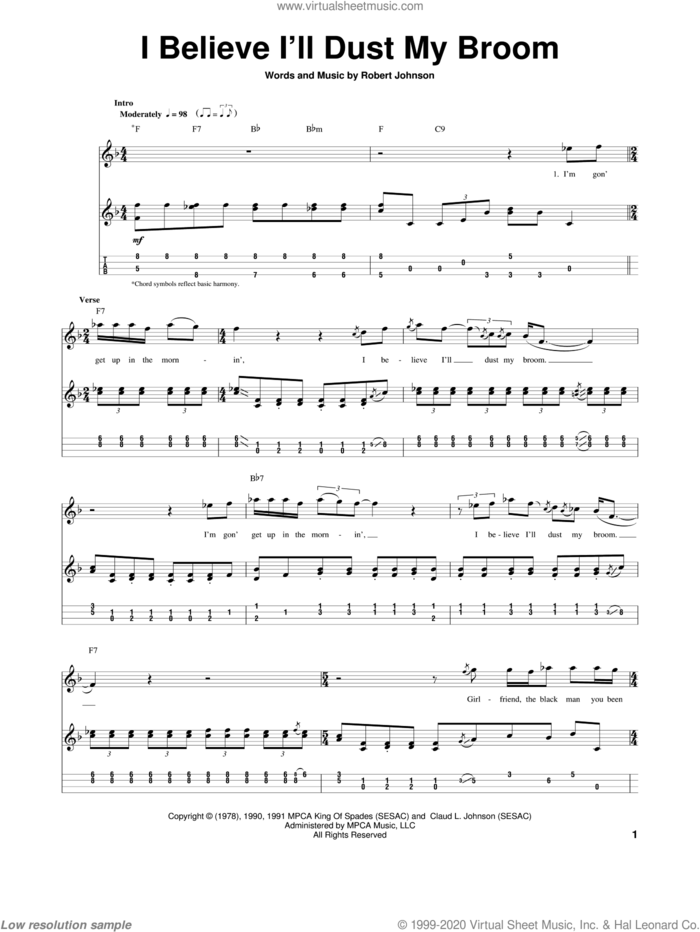 I Believe I'll Dust My Broom sheet music for ukulele by Robert Johnson, intermediate skill level