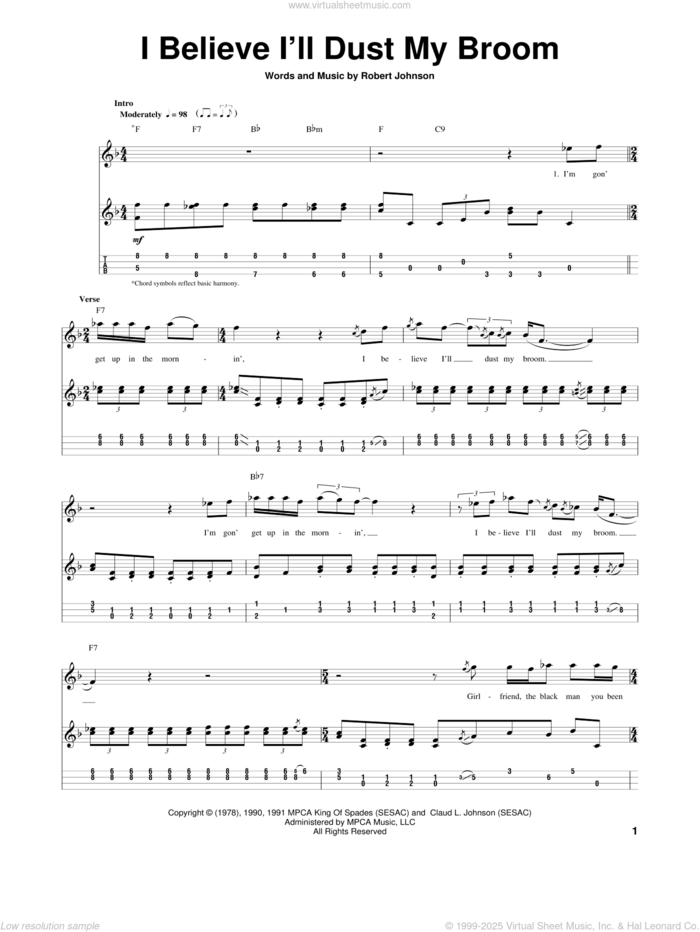 I Believe I'll Dust My Broom sheet music for ukulele by Robert Johnson, intermediate skill level