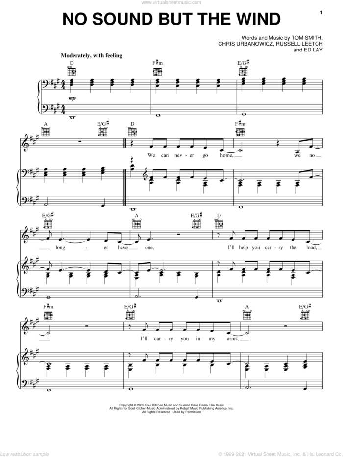 No Sound But The Wind sheet music for voice, piano or guitar by Editors, Chris Urbanowicz, Ed Lay, Russell Leetch, Tom Smith and Twilight: New Moon (Movie), intermediate skill level