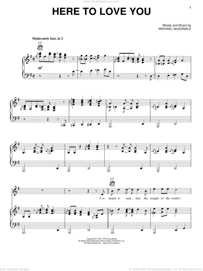 Here To Love You sheet music for voice, piano or guitar by The Doobie Brothers and Michael McDonald, intermediate skill level