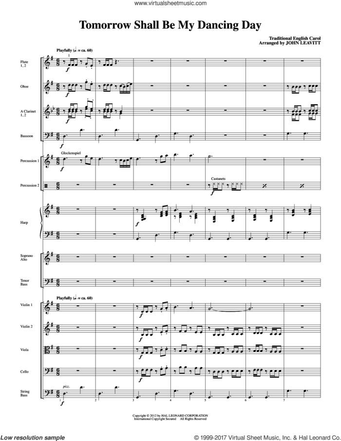 Tomorrow Shall Be My Dancing Day (complete set of parts) sheet music for orchestra/band (Chamber Orchestra) by John Leavitt and Miscellaneous, intermediate skill level