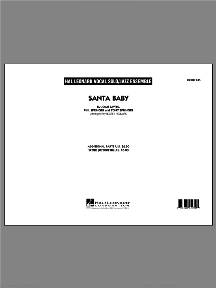 Santa Baby (COMPLETE) sheet music for jazz band by Joan Javits, Phil Springer, Tony Springer and Roger Holmes, intermediate skill level