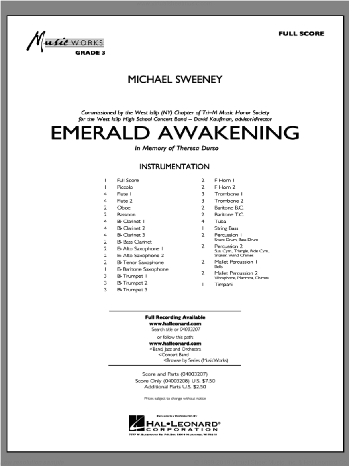 Emerald Awakening (COMPLETE) sheet music for concert band by Michael Sweeney, intermediate skill level