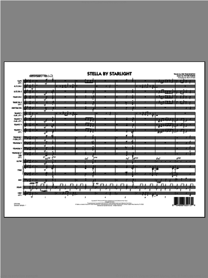 Stella By Starlight (COMPLETE) sheet music for jazz band ( Ensemble) by Ned Washington, Victor Young and Rick Stitzel, intermediate skill level