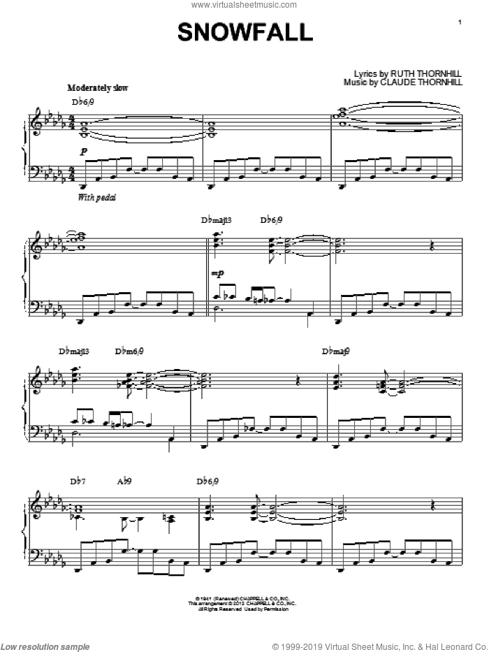 Snowfall [Jazz version] (arr. Brent Edstrom) sheet music for piano solo by Tony Bennett, Claude Thornhill and Ruth Thornhill, intermediate skill level