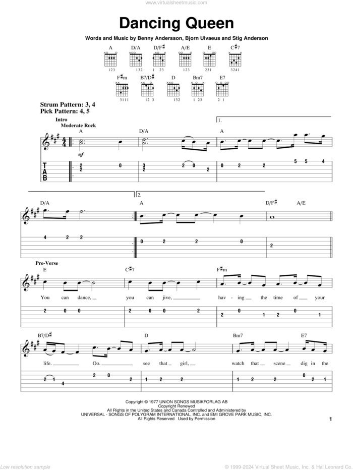 Mississippi Queen sheet music (easy) for guitar solo (easy tablature)