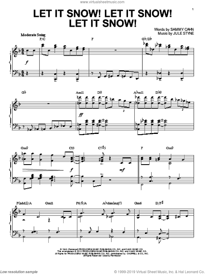 Let It Snow! Let It Snow! Let It Snow! [Jazz version] (arr. Phillip Keveren), (intermediate) sheet music for piano solo by Sammy Cahn and Jule Styne, intermediate skill level