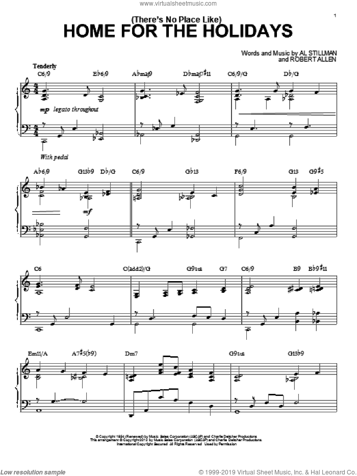 (There's No Place Like) Home For The Holidays [Jazz version] (arr. Brent Edstrom) sheet music for piano solo by Perry Como, Al Stillman and Robert Allen, intermediate skill level