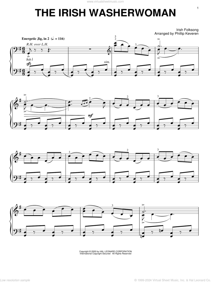 The Irish Washerwoman (arr. Phillip Keveren), (intermediate) sheet music for piano solo by Phillip Keveren and Miscellaneous, intermediate skill level