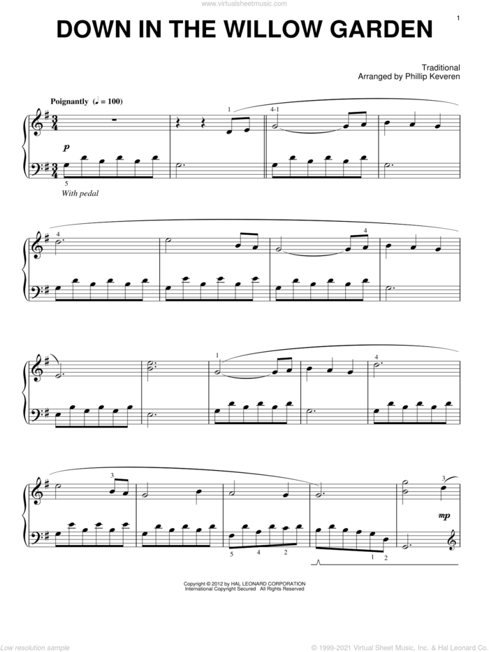 Down In The Willow Garden (arr. Phillip Keveren) sheet music for piano solo  and Phillip Keveren, intermediate skill level