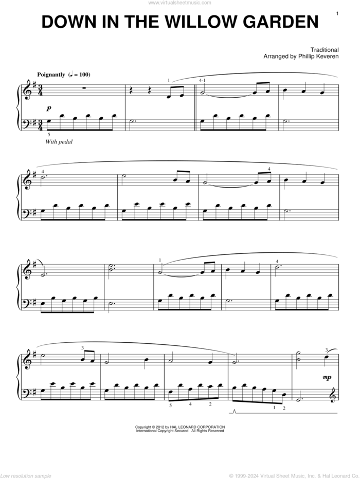 Down In The Willow Garden (arr. Phillip Keveren) sheet music for piano solo  and Phillip Keveren, intermediate skill level