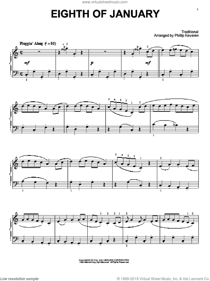 Eighth Of January (arr. Phillip Keveren) sheet music for piano solo  and Phillip Keveren, intermediate skill level