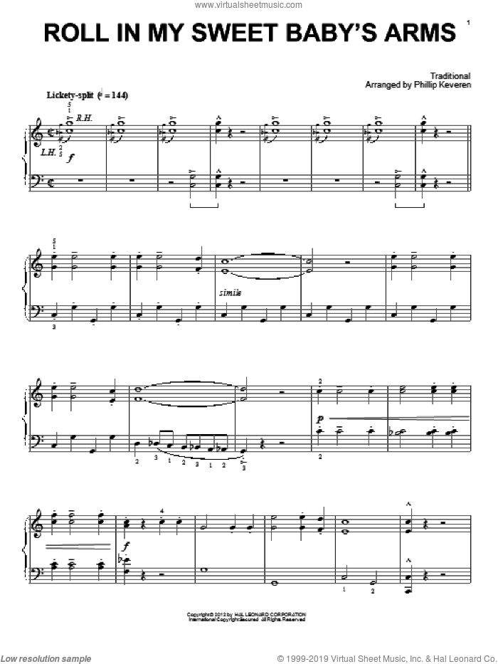 Roll In My Sweet Baby's Arms (arr. Phillip Keveren) sheet music for piano solo  and Phillip Keveren, intermediate skill level
