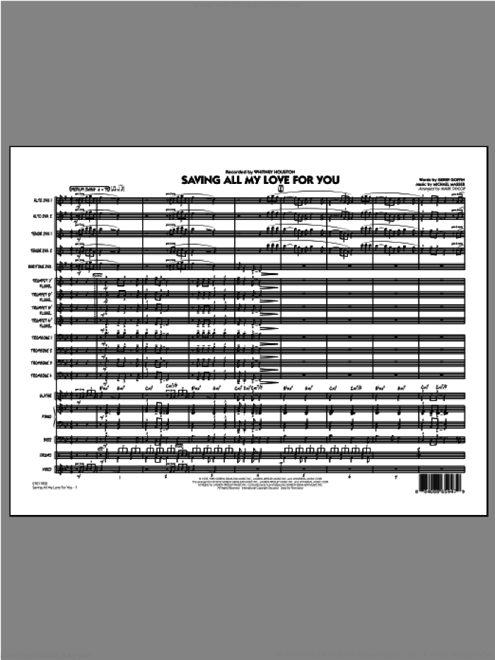 Saving All My Love for You (COMPLETE) sheet music for jazz band ( Ensemble) by Gerry Goffin, Michael Masser, Mark Taylor and Whitney Houston, intermediate skill level