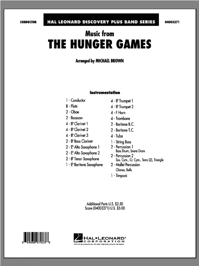 Music from 'The Hunger Games' (COMPLETE) sheet music for concert band by James Newton Howard and Michael Brown, intermediate skill level