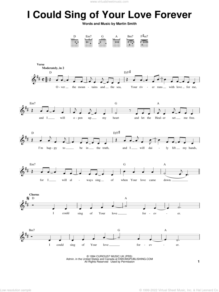 Delirious I Could Sing Of Your Love Forever Sheet Music For Guitar Solo Chords V2