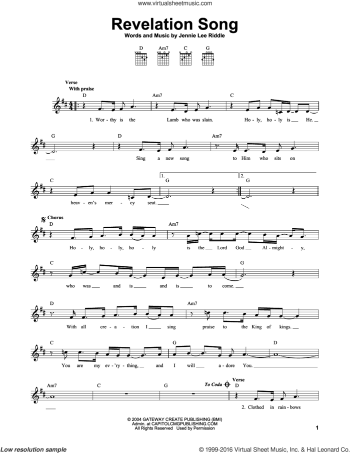Revelation Song sheet music for guitar solo (chords) by Phillips, Craig & Dean and Jennie Lee Riddle, easy guitar (chords)