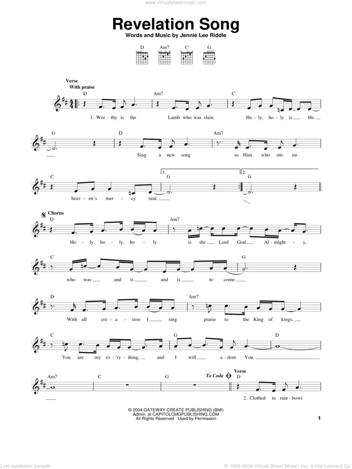 Revelation Song Sheet Music; Transposable Sheet Music - Download & Print