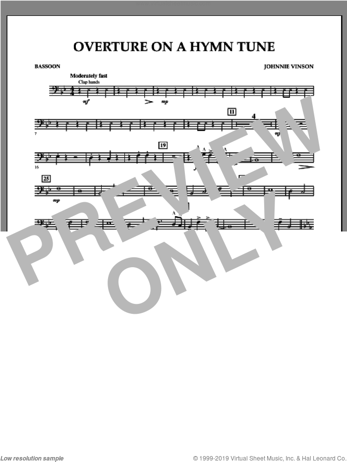 Overture on a Hymn Tune sheet music for concert band (bassoon) by Johnnie Vinson, intermediate skill level