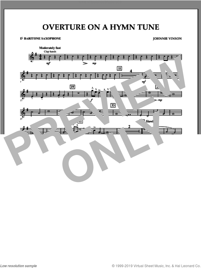 Overture on a Hymn Tune sheet music for concert band (Eb baritone saxophone) by Johnnie Vinson, intermediate skill level