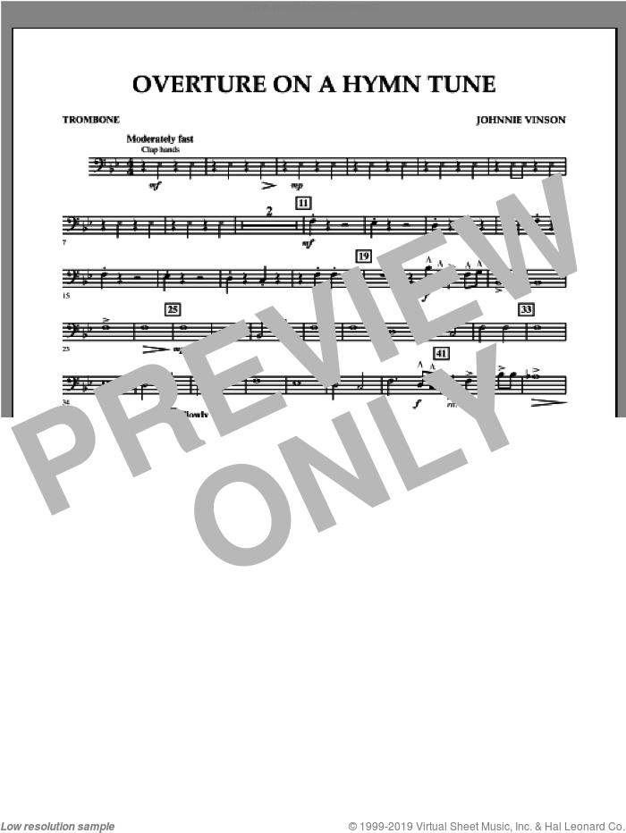 Overture on a Hymn Tune sheet music for concert band (trombone) by Johnnie Vinson, intermediate skill level