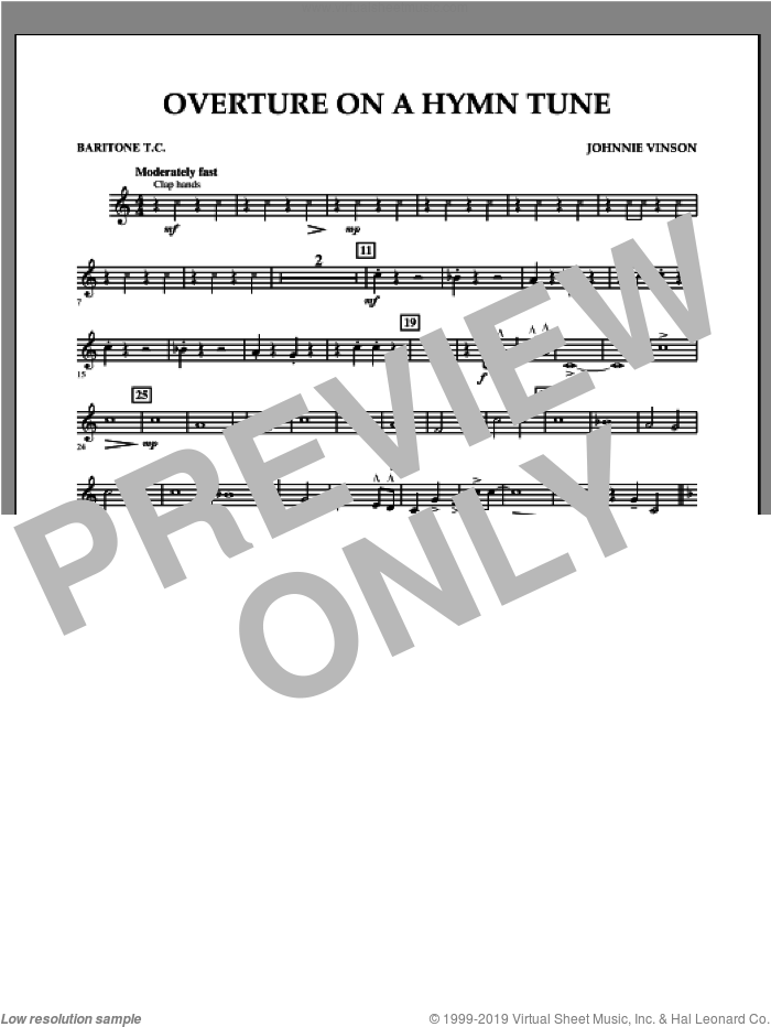 Overture on a Hymn Tune sheet music for concert band (baritone t.c.) by Johnnie Vinson, intermediate skill level