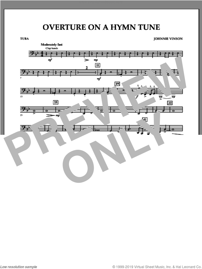 Overture on a Hymn Tune sheet music for concert band (tuba) by Johnnie Vinson, intermediate skill level