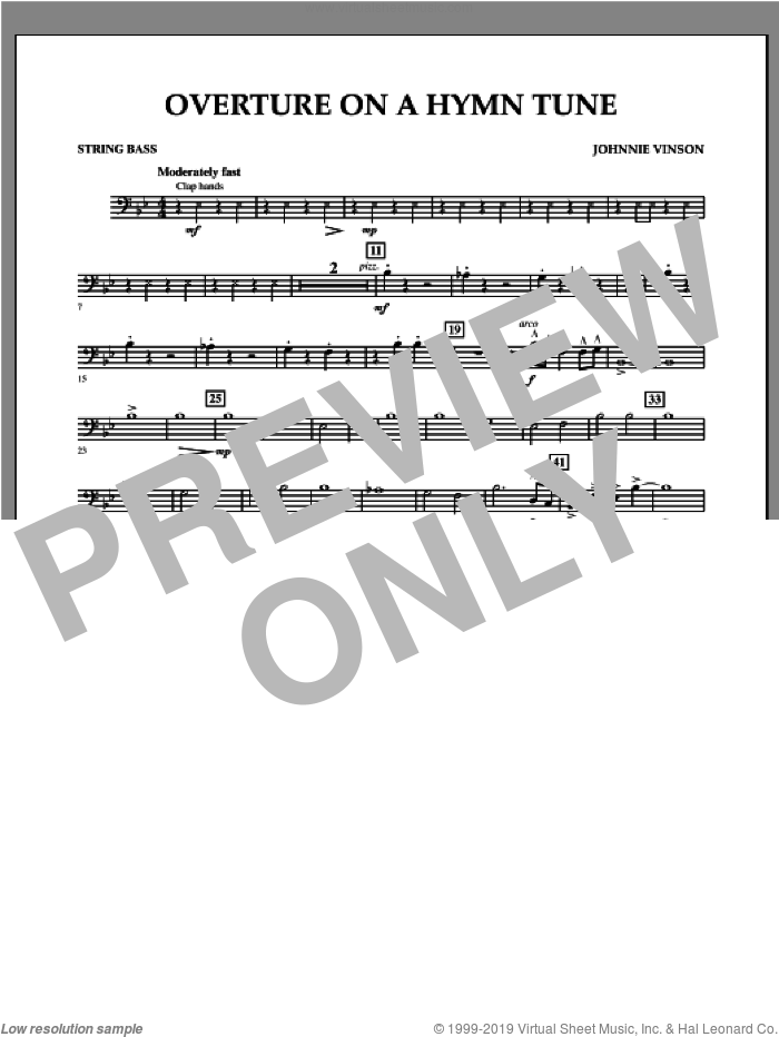 Overture on a Hymn Tune sheet music for concert band (bass) by Johnnie Vinson, intermediate skill level