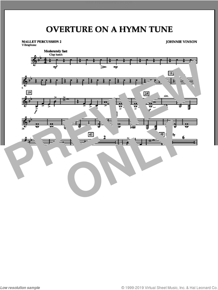 Overture on a Hymn Tune sheet music for concert band (mallet percussion 2) by Johnnie Vinson, intermediate skill level