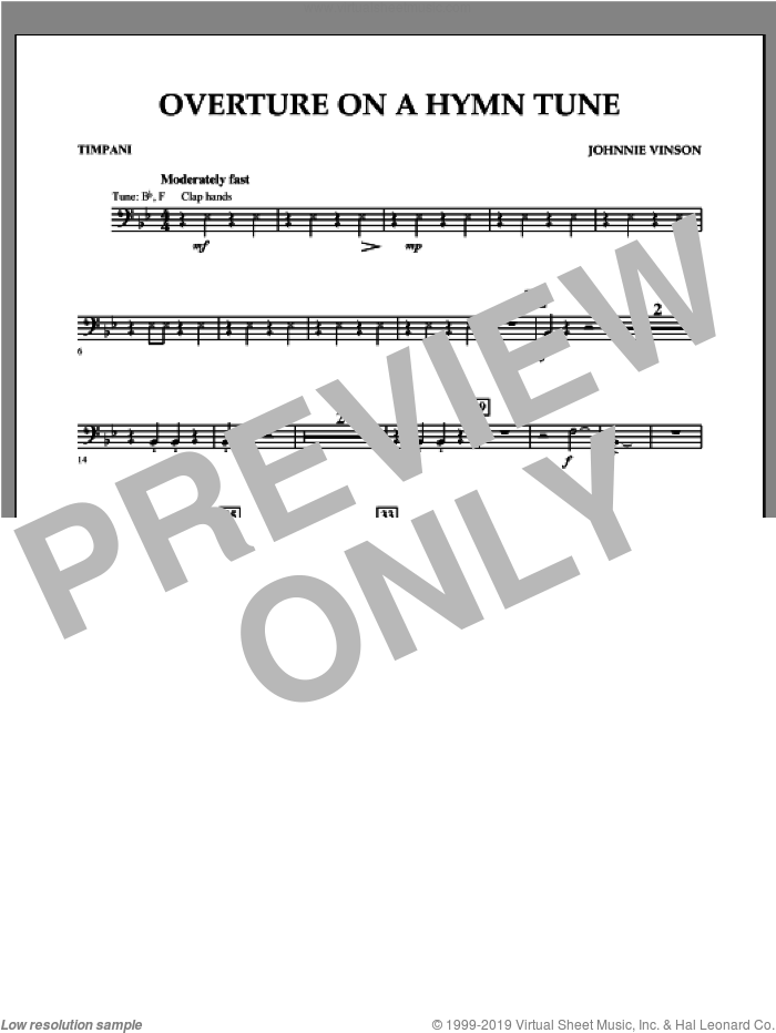 Overture on a Hymn Tune sheet music for concert band (timpani) by Johnnie Vinson, intermediate skill level