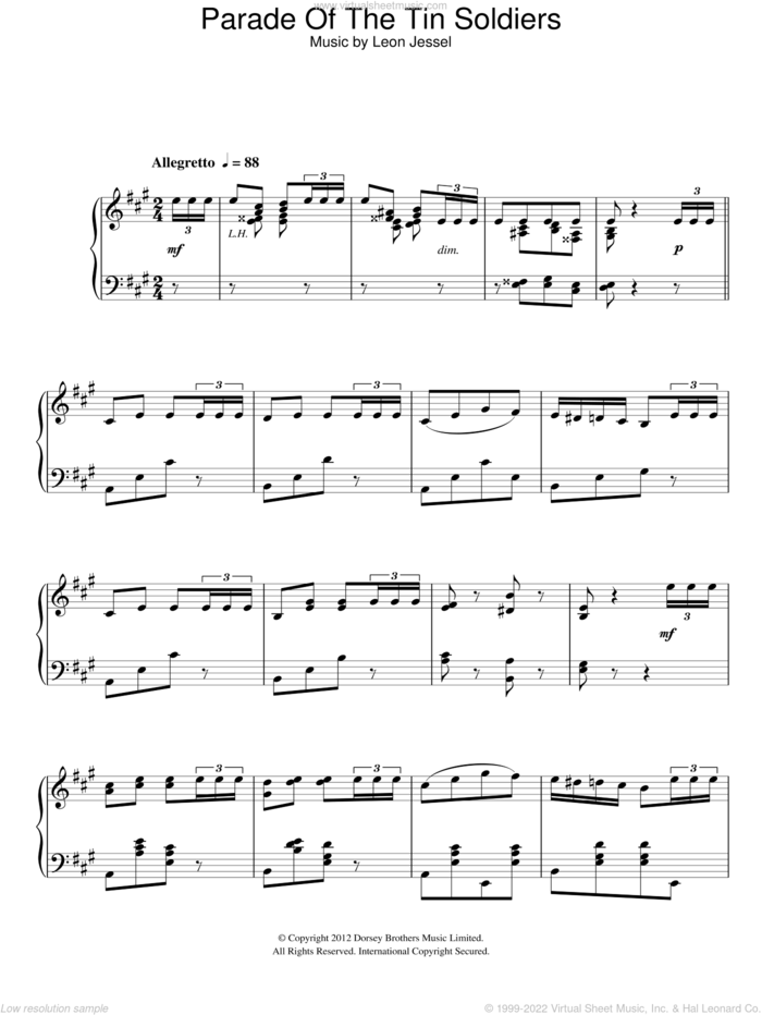 Parade Of The Tin Soldiers sheet music for piano solo by Leon Jessel, intermediate skill level