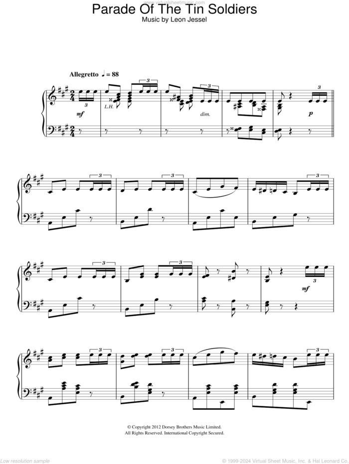 Parade Of The Tin Soldiers sheet music for piano solo by Leon Jessel, intermediate skill level