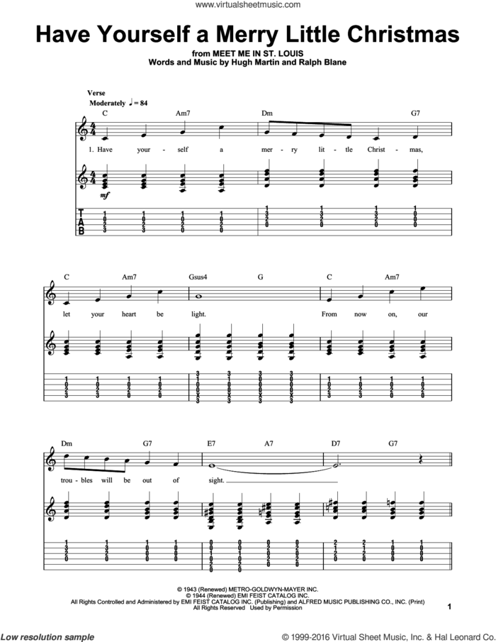 Have Yourself A Merry Little Christmas (arr. Mark Phillips) sheet music for guitar solo (easy tablature) by Joe Nichols, Hugh Martin and Ralph Blane, easy guitar (easy tablature)