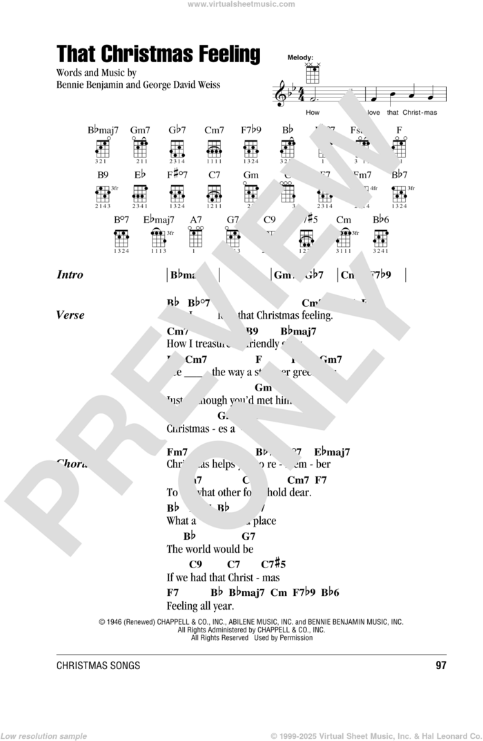 That Christmas Feeling sheet music for ukulele (chords) by Perry Como, Bennie Benjamin and George David Weiss, intermediate skill level