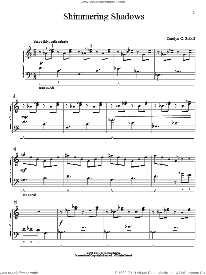 Shimmering Shadows sheet music for piano solo (elementary) by Carolyn C. Setliff, beginner piano (elementary)