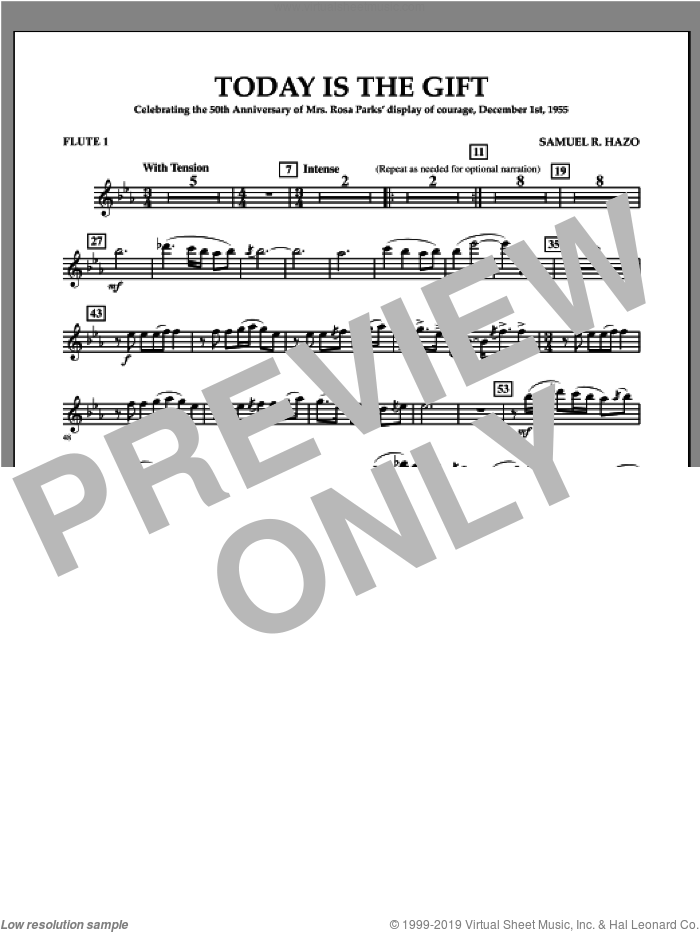 Today Is The Gift (complete set of parts) sheet music for concert band by Samuel R. Hazo, intermediate skill level