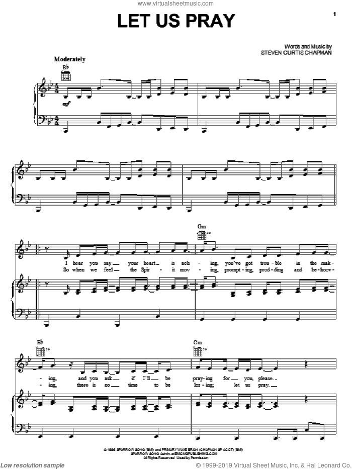 Let Us Pray sheet music for voice, piano or guitar by Steven Curtis Chapman, intermediate skill level