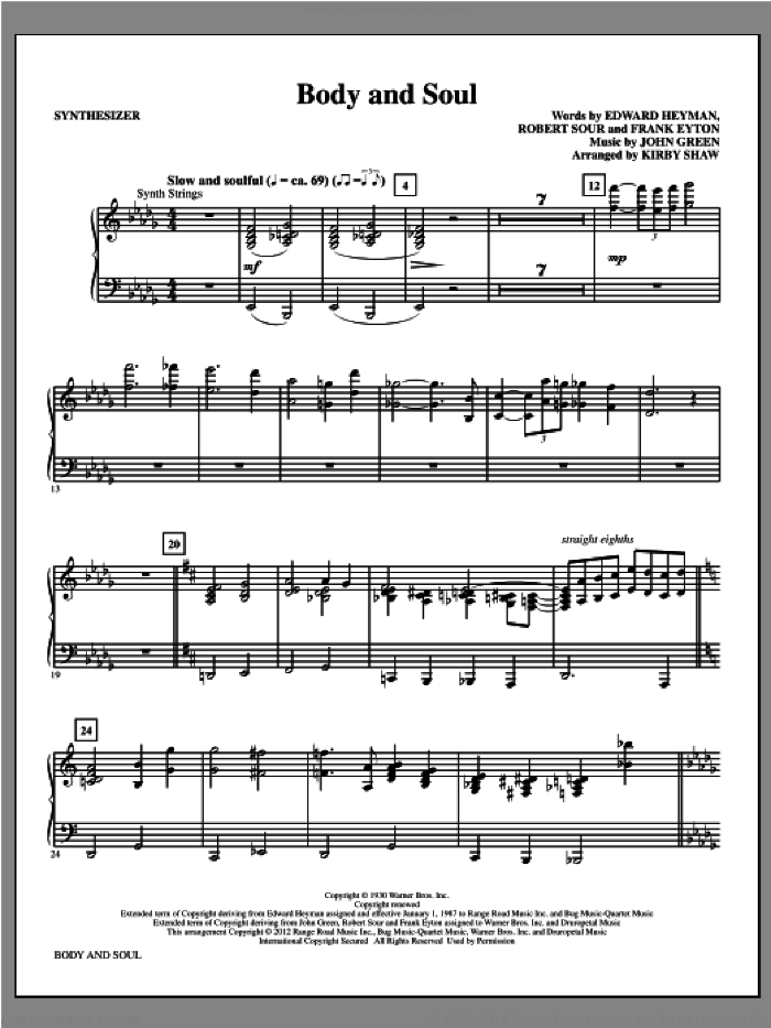 Body And Soul (complete set of parts) sheet music for orchestra/band (Rhythm Section) by Kirby Shaw, Amy Winehouse and Tony Bennett, intermediate skill level