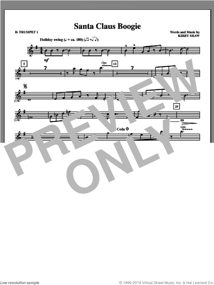 Santa Claus Boogie (complete set of parts) sheet music for orchestra/band by Kirby Shaw, intermediate skill level