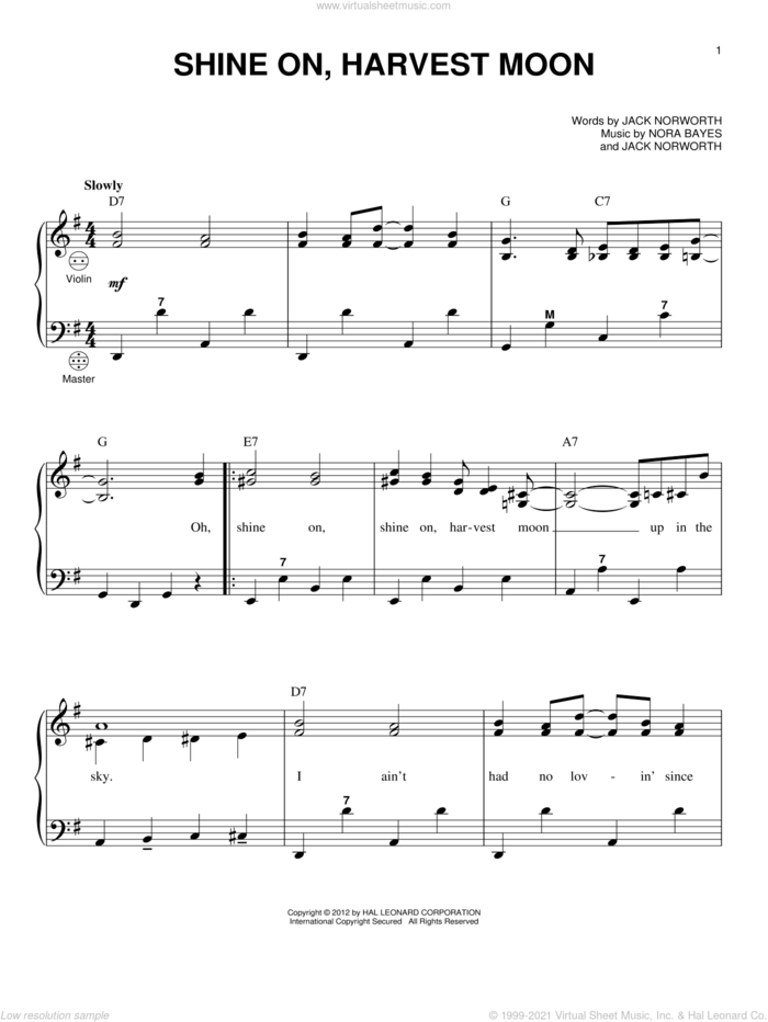 Shine On, Harvest Moon sheet music for accordion by Gary Meisner, Jack Norworth and Nora Bayes, intermediate skill level