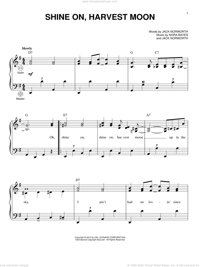 Shine On, Harvest Moon sheet music for accordion by Gary Meisner, Jack Norworth and Nora Bayes, intermediate skill level