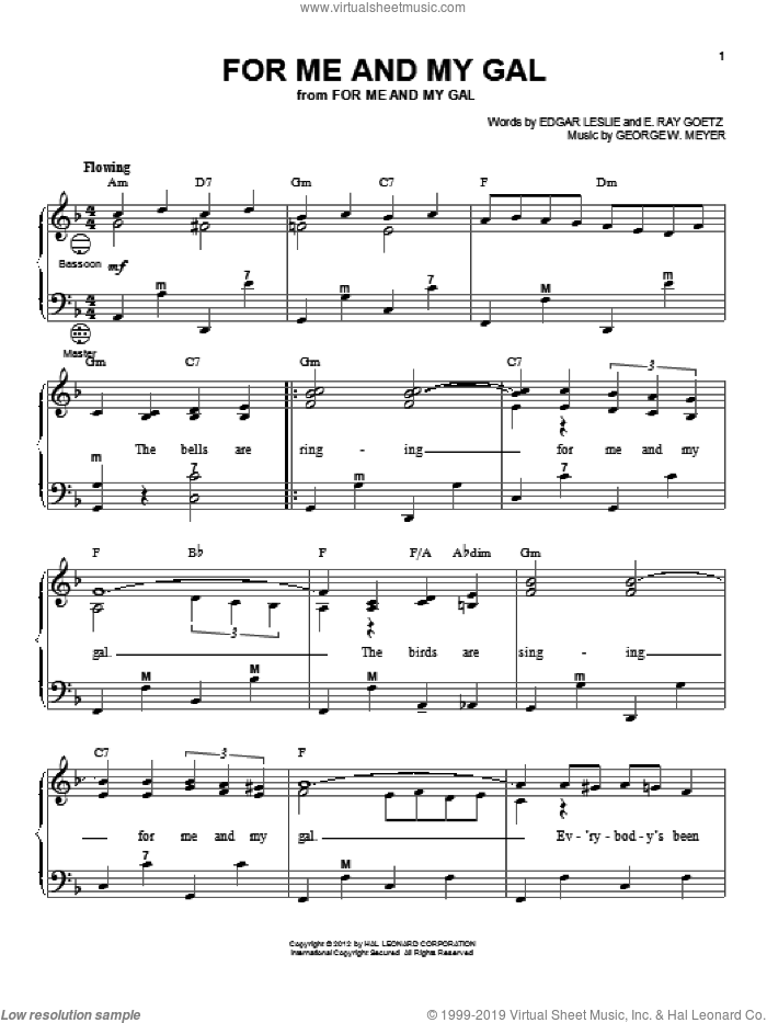 For Me And My Gal (arr. Gary Meisner) sheet music for accordion by Gary Meisner, Edgar Leslie, George W. Meyer and Ray Goetz, intermediate skill level