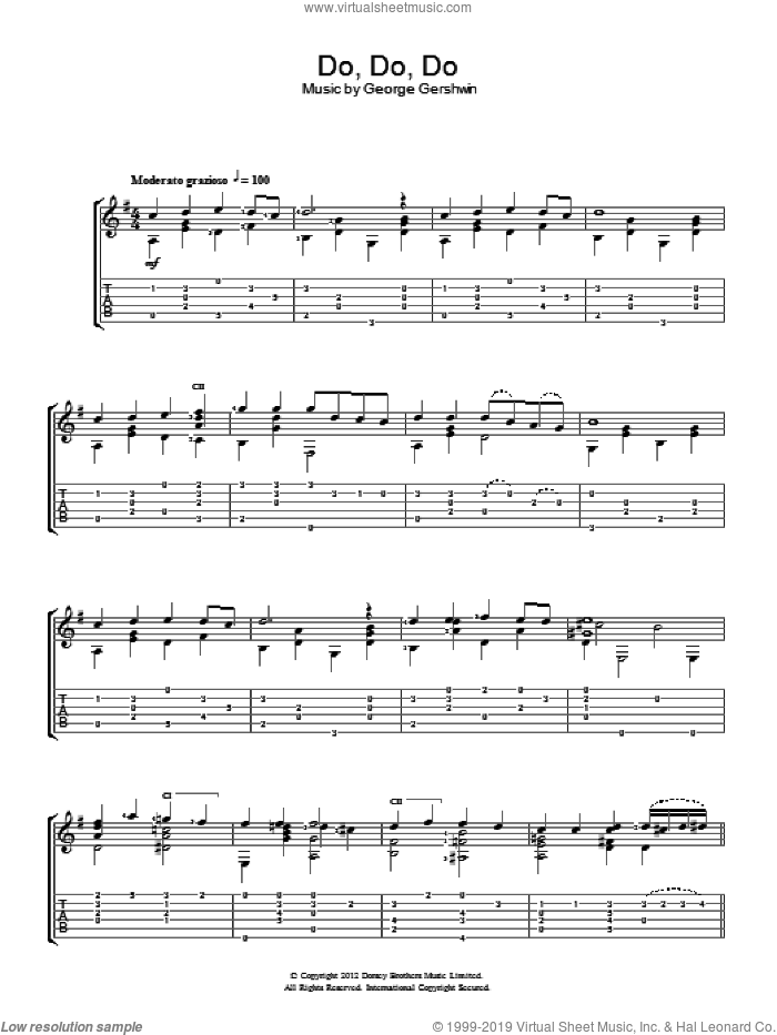 Do Do Do sheet music for guitar solo (chords) by Jerry Willard and George Gershwin, easy guitar (chords)