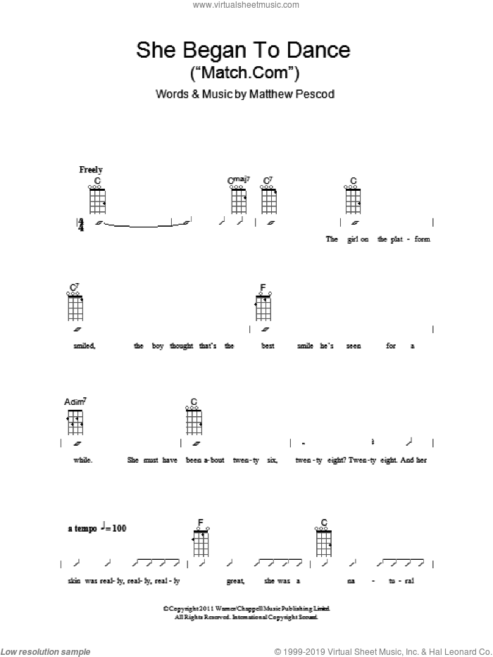She Began To Dance sheet music for ukulele (chords) by The Ukuleles and Matthew Pescod, intermediate skill level