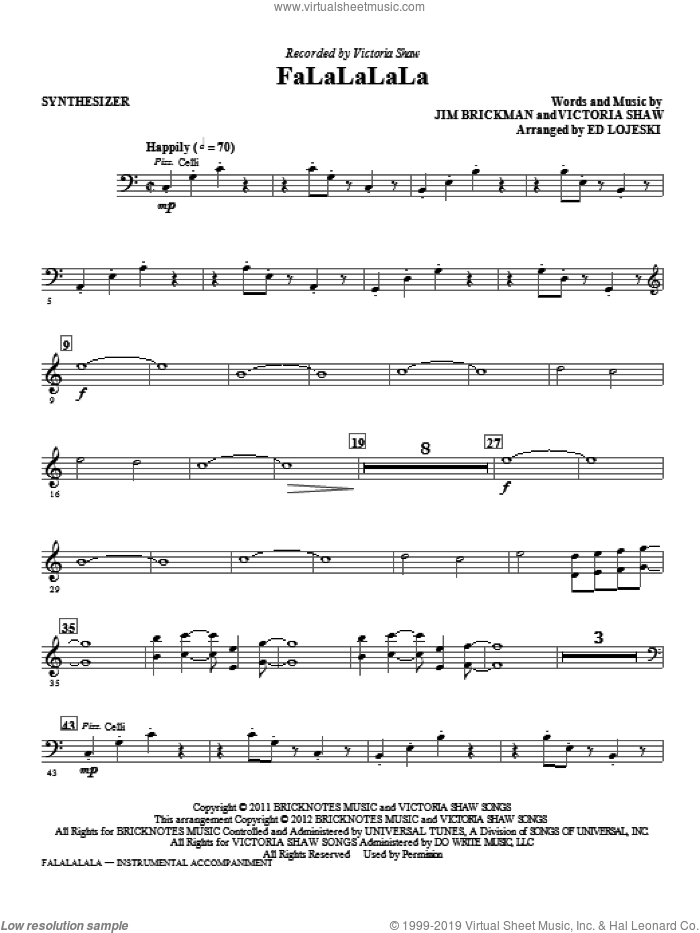 FaLaLaLaLa (complete set of parts) sheet music for orchestra/band (Rhythm Section) by Jim Brickman, Victoria Shaw and Ed Lojeski, intermediate skill level