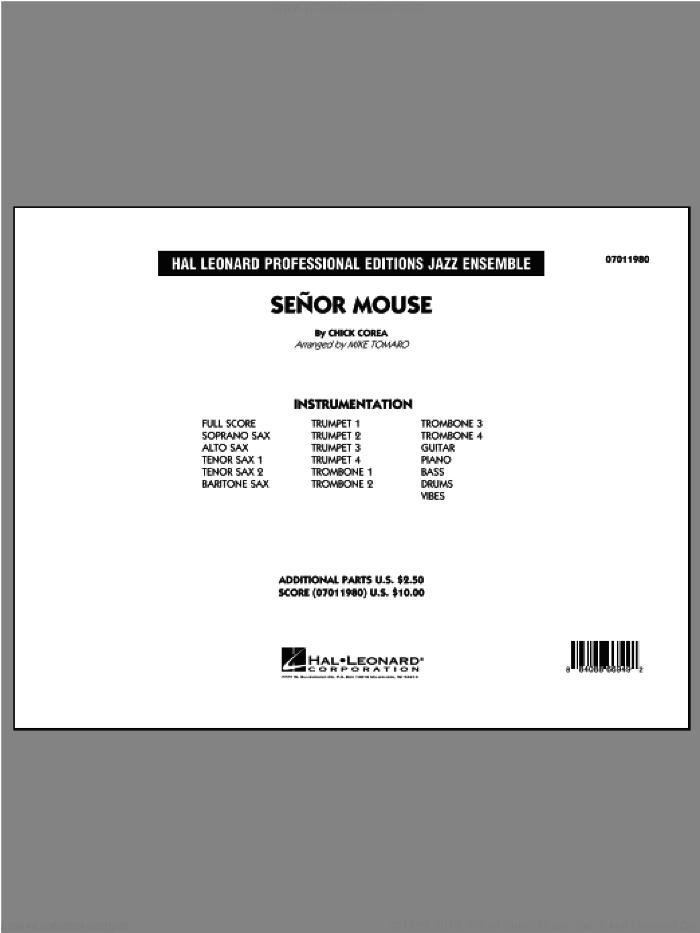 Senor Mouse (COMPLETE) sheet music for jazz band ( Ensemble) by Chick Corea and Mike Tomaro, intermediate skill level
