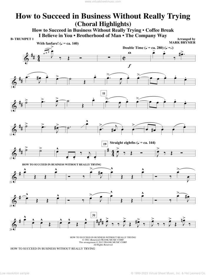 How to Succeed In Business Without Really Trying (Medley) sheet music for orchestra/band (Bb trumpet 1) by Mark Brymer, intermediate skill level