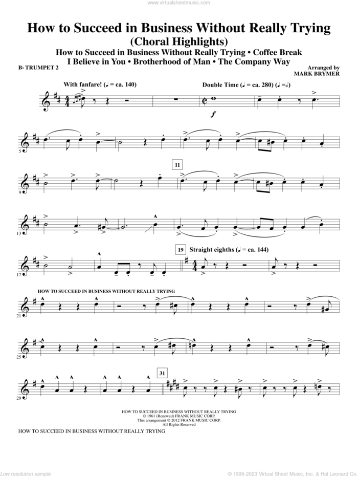 How to Succeed In Business Without Really Trying (Medley) sheet music for orchestra/band (Bb trumpet 2) by Mark Brymer, intermediate skill level