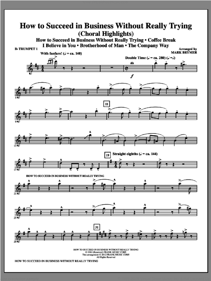 How to Succeed In Business Without Really Trying (complete set of parts) sheet music for orchestra/band by Mark Brymer, intermediate skill level